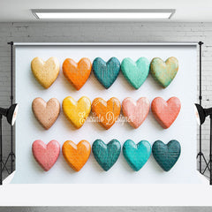 Aperturee - Aperturee Colorful Oil Painted Hearts Valentines Day Backdrop