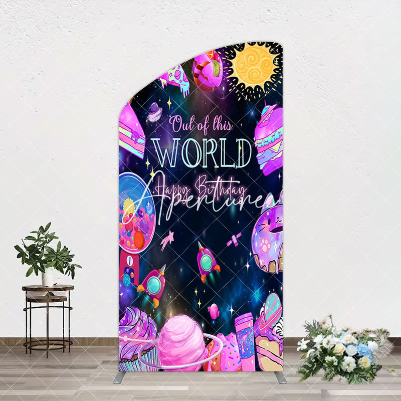 Aperturee - Aperturee Colorful Outer Space Galaxy Birthday Arch Backdrop