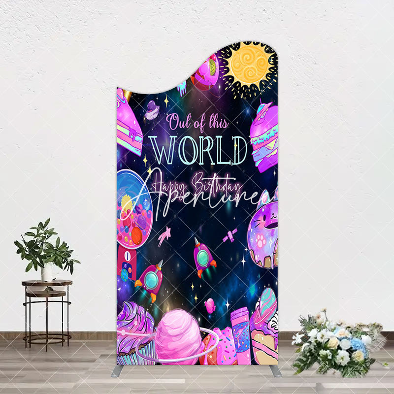 Aperturee - Aperturee Colorful Outer Space Galaxy Birthday Arch Backdrop