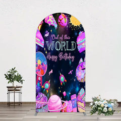 Aperturee - Aperturee Colorful Outer Space Galaxy Birthday Arch Backdrop