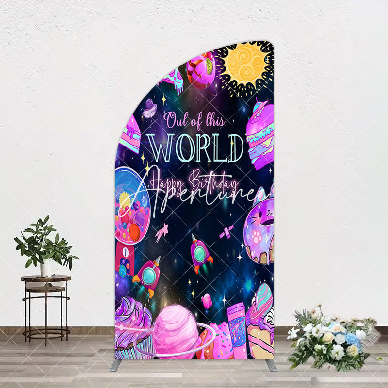 Aperturee - Aperturee Colorful Outer Space Galaxy Birthday Arch Backdrop