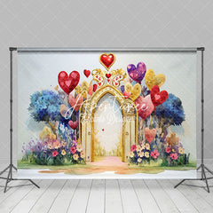 Aperturee - Aperturee Colorful Painted Arch Floral Valentines Day Backdrop