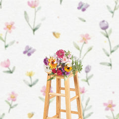 Aperturee - Aperturee Colorful Painted Floral Butterfly Cake Smash Backdrop