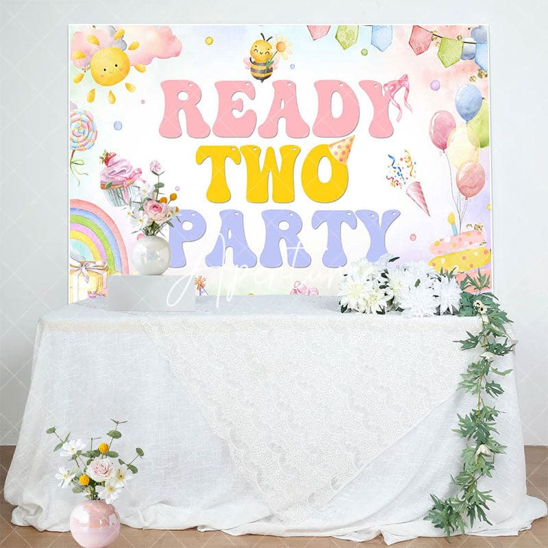 Aperturee - Aperturee Colorful Painted Reay Two Party Birthday Backdrop