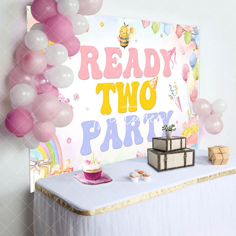 Aperturee - Aperturee Colorful Painted Reay Two Party Birthday Backdrop