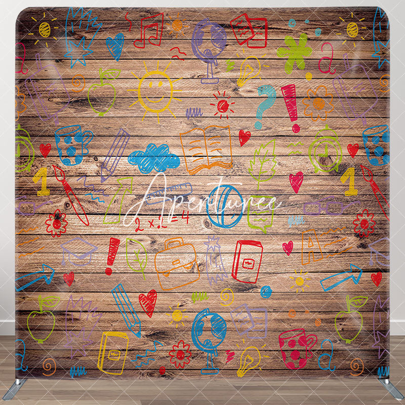 Aperturee - Aperturee Colorful Painting Wood Grain Square Tension Backdrop