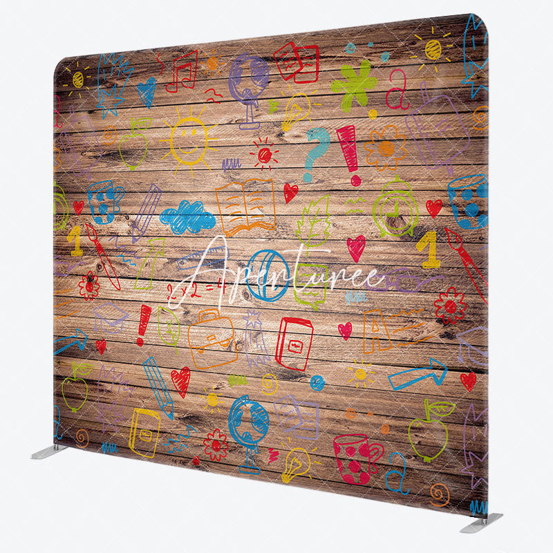 Aperturee - Aperturee Colorful Painting Wood Grain Square Tension Backdrop