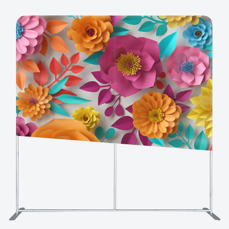 Aperturee - Aperturee Colorful Paper Floral Fabric Backdrop Cover For Women