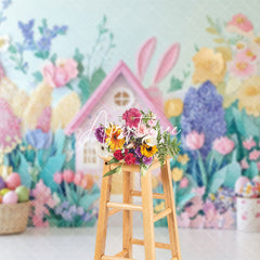 Aperturee - Aperturee Colorful Paper Floral Spring Scene Easter Backdrop