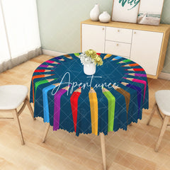 Aperturee - Aperturee Colorful Pencil Pattern Creative Rectangle Tablecloth