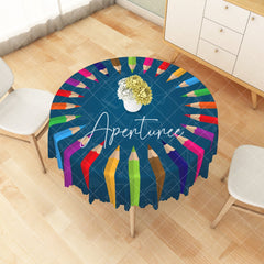 Aperturee - Aperturee Colorful Pencil Pattern Creative Rectangle Tablecloth