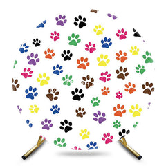 Aperturee - Aperturee Colorful Pet Paw Print Round Happy Birthday Backdrop