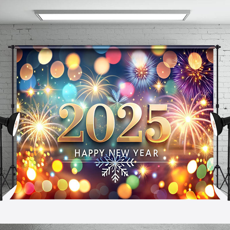 Aperturee - Aperturee Colorful Polka Dot Snowflakes New Year Backdrop