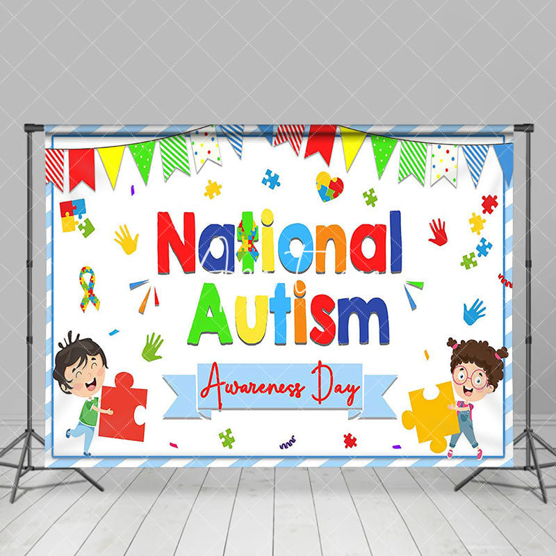 Aperturee - Aperturee Colorful Puzzle National Autism Awareness Backdrop