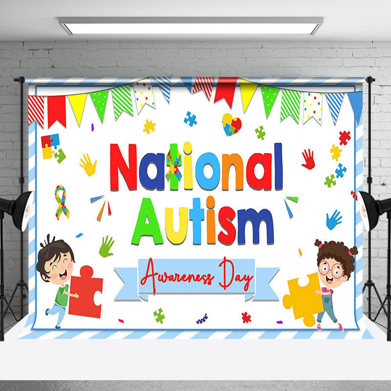 Aperturee - Aperturee Colorful Puzzle National Autism Awareness Backdrop