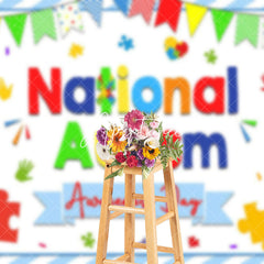 Aperturee - Aperturee Colorful Puzzle National Autism Awareness Backdrop