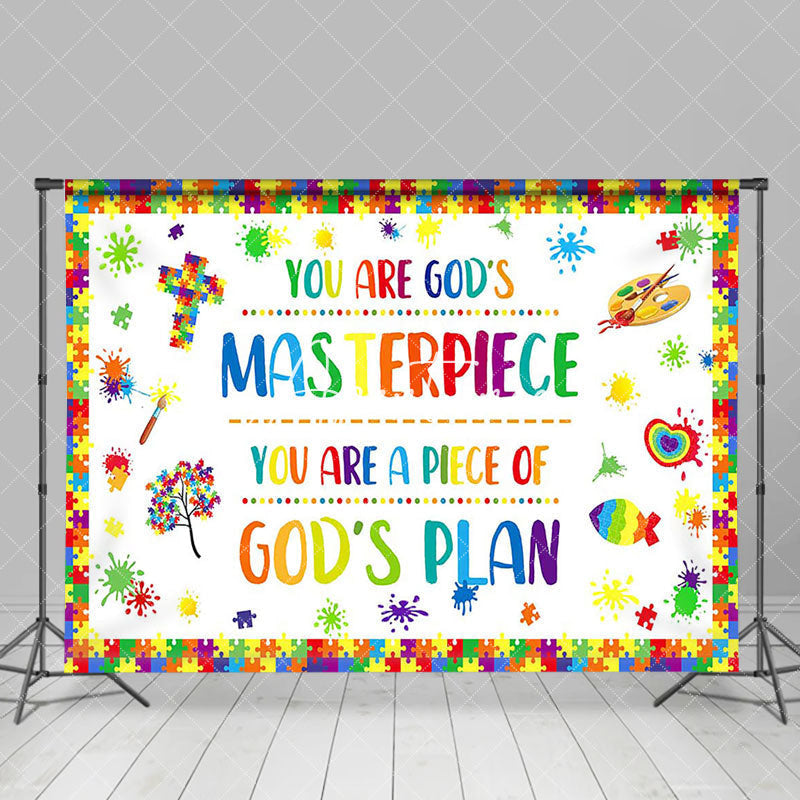 Aperturee - Aperturee Colorful Puzzle Painted Christian Gods Plan Backdrop