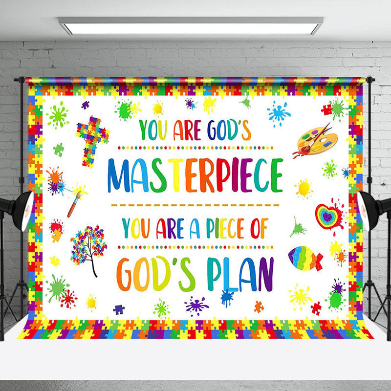 Aperturee - Aperturee Colorful Puzzle Painted Christian Gods Plan Backdrop