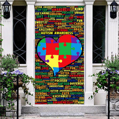 Aperturee - Aperturee Colorful Puzzle Text Autism Awareness Door Cover