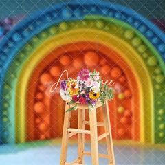 Aperturee - Aperturee Colorful Rainbow Arch Door Cake Smash Photo Backdrop