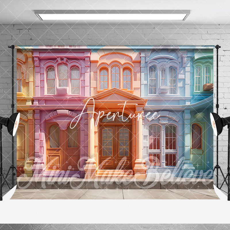 Aperturee - Aperturee Colorful Rainbow Architecture Room Set Backdrop