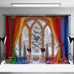 Aperturee - Aperturee Colorful Rainbow Curtain Window Christmas Backdrop