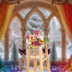 Aperturee - Aperturee Colorful Rainbow Curtain Window Christmas Backdrop