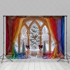 Aperturee - Aperturee Colorful Rainbow Curtain Window Christmas Backdrop