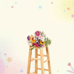 Aperturee - Aperturee Colorful Rainbow Floral Cake Smash Photo Backdrop