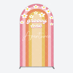 Aperturee - Aperturee Colorful Rainbow Floral Groovy One Arch Backdrop