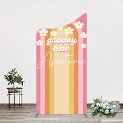 Aperturee - Aperturee Colorful Rainbow Floral Groovy One Arch Backdrop