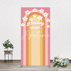 Aperturee - Aperturee Colorful Rainbow Floral Groovy One Arch Backdrop