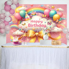 Aperturee - Aperturee Colorful Rainbow Wonderland Sparkle Birthday Backdrop