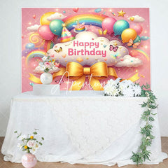 Aperturee - Aperturee Colorful Rainbow Wonderland Sparkle Birthday Backdrop