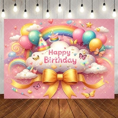 Aperturee - Aperturee Colorful Rainbow Wonderland Sparkle Birthday Backdrop