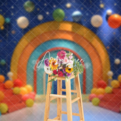 Aperturee - Aperturee Colorful Rainbow Wonderland Star Cake Smash Backdrop