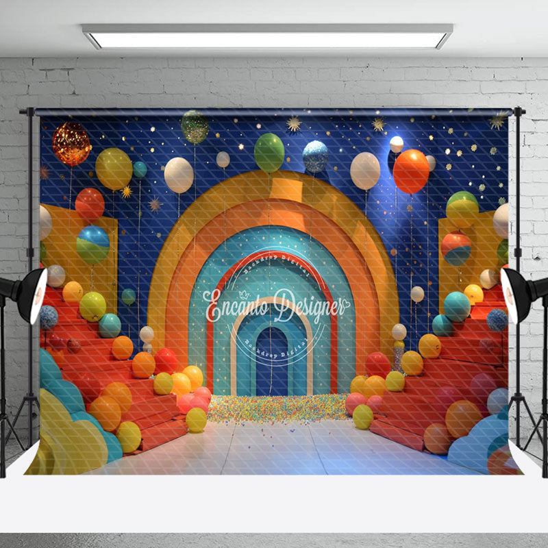 Aperturee - Aperturee Colorful Rainbow Wonderland Star Cake Smash Backdrop