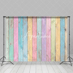 Aperturee - Aperturee Colorful Retro Wood Grain Easter Photo Backdrop