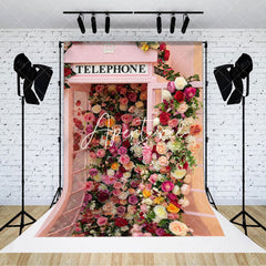 Aperturee - Aperturee Colorful Rose Romantic Pink Telephone Photo Backdrop