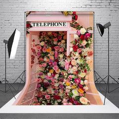 Aperturee - Aperturee Colorful Rose Romantic Pink Telephone Photo Backdrop