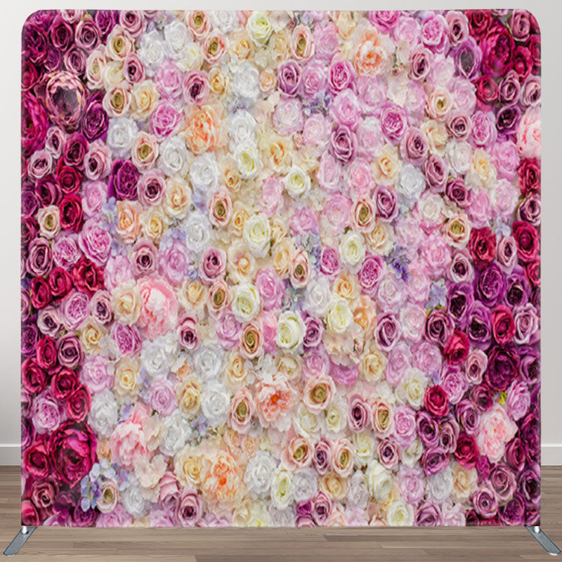 Aperturee - Aperturee Colorful Rose Wall Valentines Day Backdrop Cover