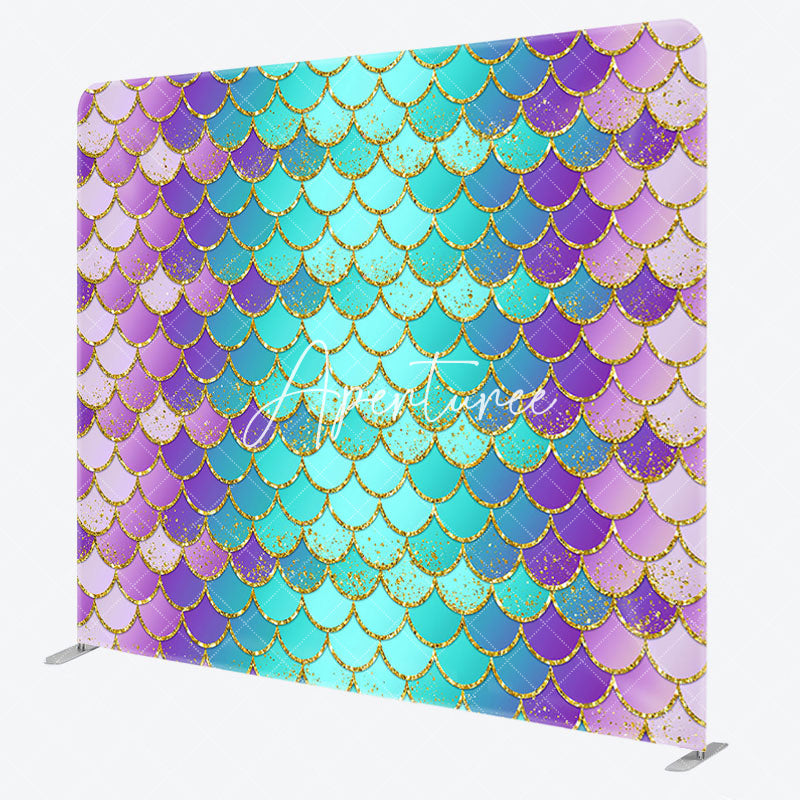 Aperturee - Aperturee Colorful Scales Mermaid Party Pillow Cover Backdrop