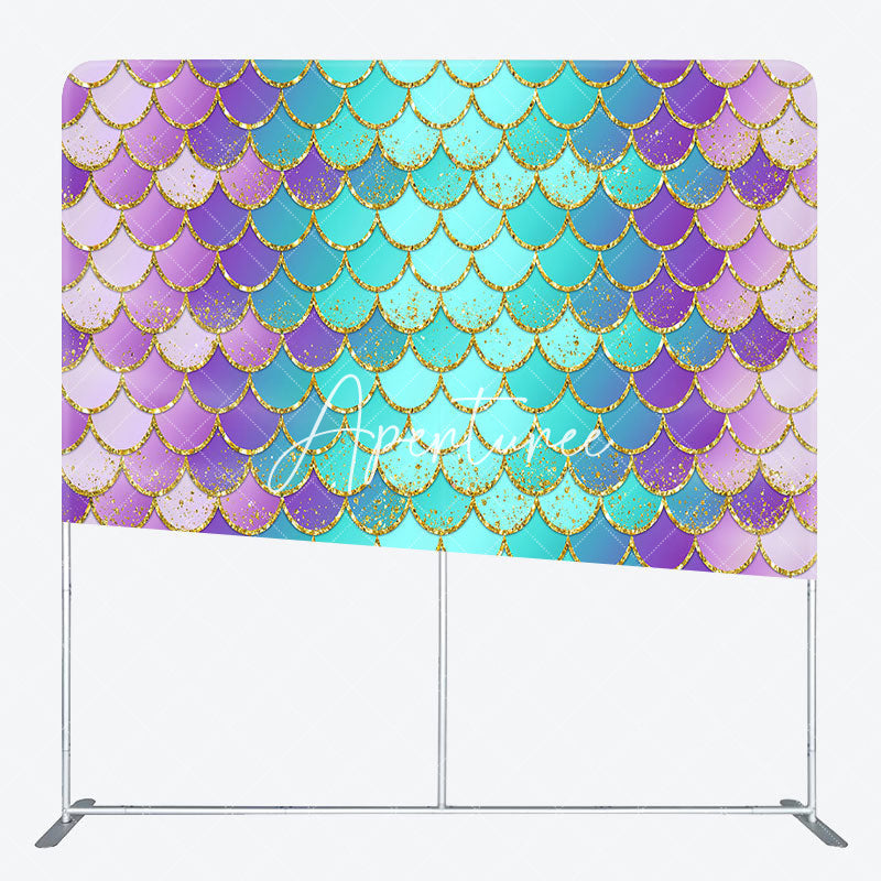 Aperturee - Aperturee Colorful Scales Mermaid Party Pillow Cover Backdrop