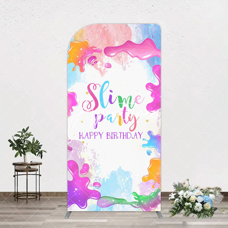 Aperturee - Aperturee Colorful Slime Splash Arch Birthday Party Backdrop