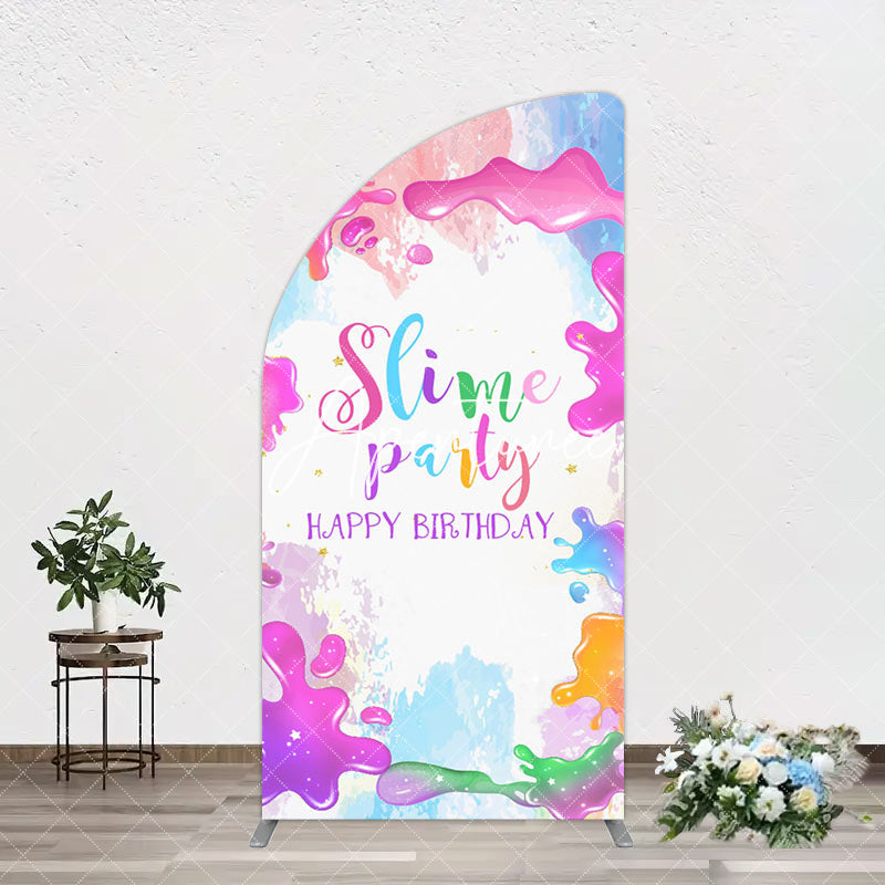 Aperturee - Aperturee Colorful Slime Splash Arch Birthday Party Backdrop