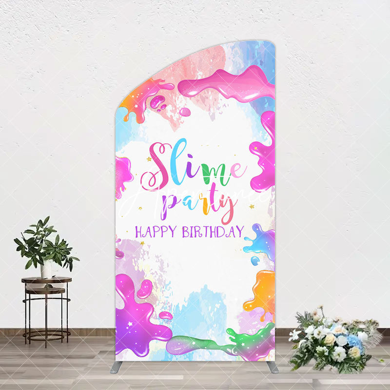 Aperturee - Aperturee Colorful Slime Splash Arch Birthday Party Backdrop