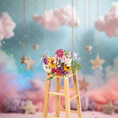 Aperturee - Aperturee Colorful Smog Cloud Starry Sky Cake Smash Backdrop