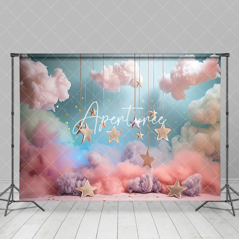 Aperturee - Aperturee Colorful Smog Cloud Starry Sky Cake Smash Backdrop