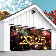 Aperturee - Aperturee Colorful Sparks 2025 New Year Garage Door Banner