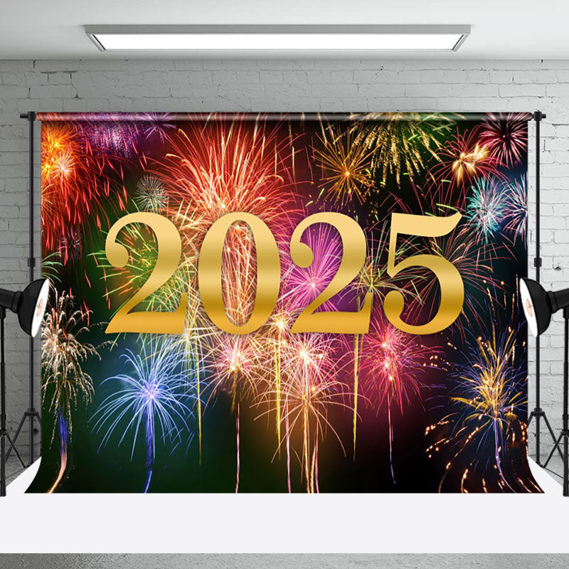 Aperturee - Aperturee Colorful Sparks Bloom 2025 Happy New Year Backdrop